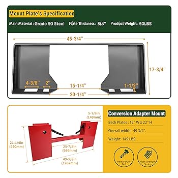 ATTACHMENT（アタッチメント）★サイズ3★ Amazon.com: Kojem Universal Skid Steer 3/8